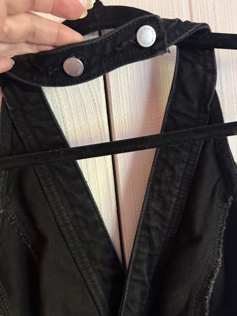Universal Threads Target Halter Button-Front Denim Romper - Picture 5 of 6